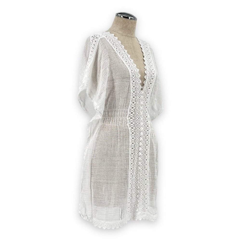 SEASPICE RESORT WEAR Mesh Cover Up Size S Classic Crochet Dress Beach Pool White - Picture 13 of 13